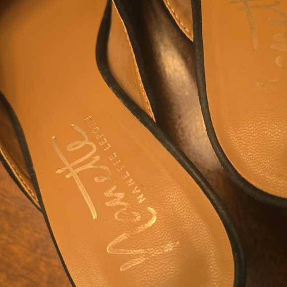 Nanette Lepore Peggy Leather Suede Floral Embroidered Butterfly Mule Heels 8 - Picture 3 of 6